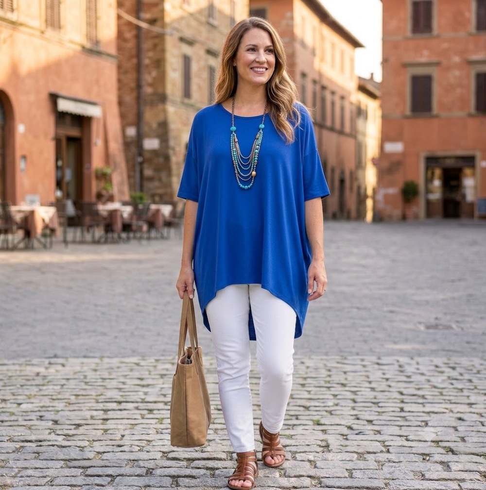 LuLaRoe Irma Tunic Top 2XL NWT Royal Blue High Low Short Sleeve Plus